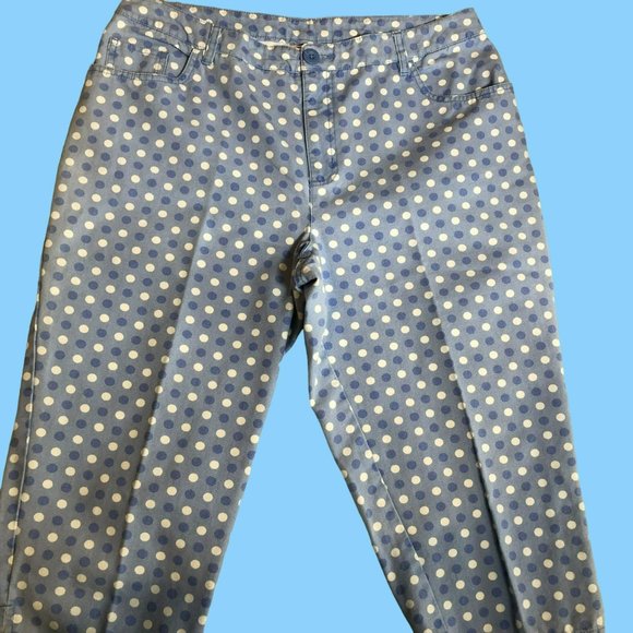 Bill Blass Jeanswear Sz 16P Capri's Light Blue w/Dots - Picture 4 of 6